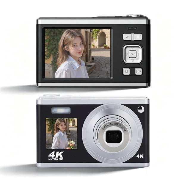 Cámara Digital 4K Ultra HD, 60MP, Zoom 16X, Pantallas IPS Duales, Autofoco, Flash Integrado, Cámara Portátil para Vlogging y Fotografía