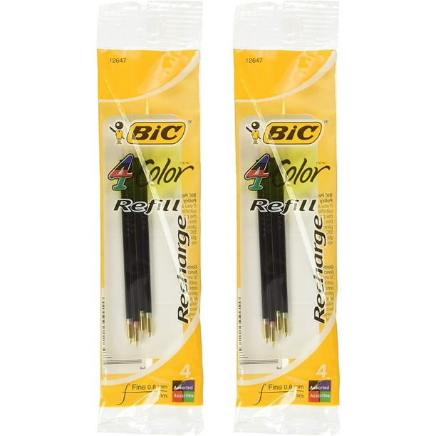 Bic Ballpoint Pen Refills for 4Color, 0.8mm, Fine Point, Assorted Colors, 8 Refills Walmart