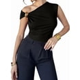 thumbnail image 3 of Women'S Off the Shoulder Tops Mental Elegant Asymmetrical Dressy Top Going Out Outfits Black L, 3 of 9