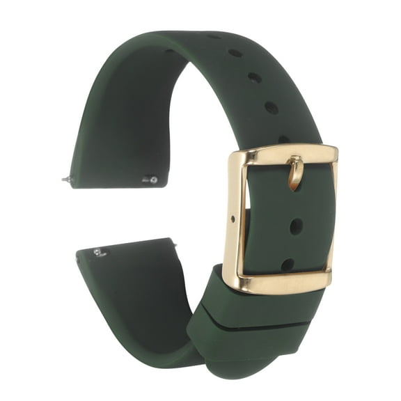 Uxcell Silicone Watch Band 20mm Quick Release Rubber Replacement Watch Strap with Stainless Steel Gold Clasp, Deep Green