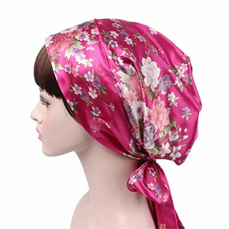 Qhome Satin Bow Headscarf Comfortable Sleeping Bonnet Curly Hair