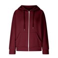 thumbnail image 5 of ALLLIST Hoodies for Women Zip up Long Sleeve Waffle Knit Sweatshirts Plain Comfortable Red Loose Coat Ladies Sweatshirt, 5 of 6