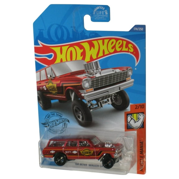 Hot Wheels Muscle Mania 2/10 (2017) Red '64 Nova Wagon Gasser Toy Car 174/250