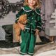 thumbnail image 1 of Conjuntos de pijamas navideños familiares a juego 2024, pijamas de terciopelo verde para bebés, niñas, niños, madres, niños de 6 a 12 años, ropa de estar por casa para mujeres adultas, 1 of 5