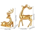 thumbnail image 2 of CoreLiving Matte Gold Resin Deer Statues, 2-Piece Reindeer Christmas Decorations for Home, Venados de Navidad, Elegant Elk Figurines for Desk, Bookshelf, Office, Living Room, Bedroom, 2 of 5