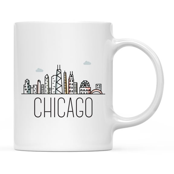 Koyal Wholesale Colorful City Skyline Graphic Ceramic Coffee Mug, Chicago
