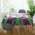 thumbnail image 6 of SKYSONIC Mardi Gras Tablecloth Waterproof Washable Polyester Square Table Cover Durable Tablecloth for Kitchen Dining Table Party Decor (60 X 60 Inch), 6 of 7