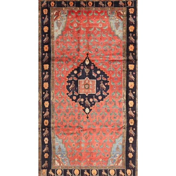 Ahgly Company Indoor Rectangle Traditional Brown Red Medallion Area Rugs, 7' x 9'