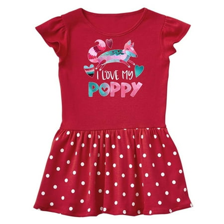 

Inktastic I Love My Poppy Pink and Blue Fox with Hearts Gift Baby Girl Dress