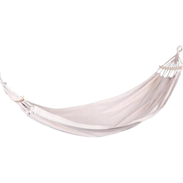 Hamaca blanca para 1 persona con barra de madera, lona suave y gruesa de primera calidad, hamaca colgante portátil grande para acampar y al aire libre (barra blanca peque?a) LingWen 8390614198777