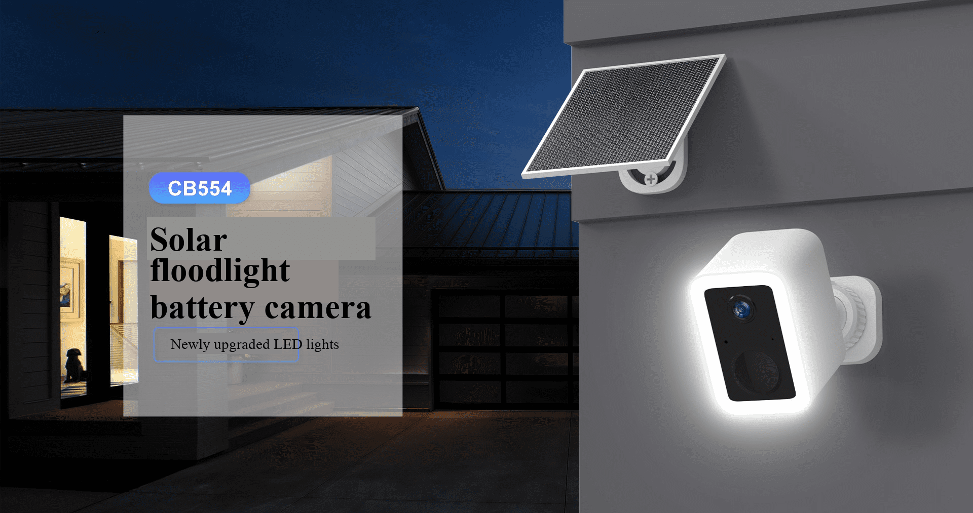 Solar-Powered Wireless Security Camera with Rechargeable Battery, Alarm, 360° Pan/Tilt, Night Vision for Indoor/Outdoor Use