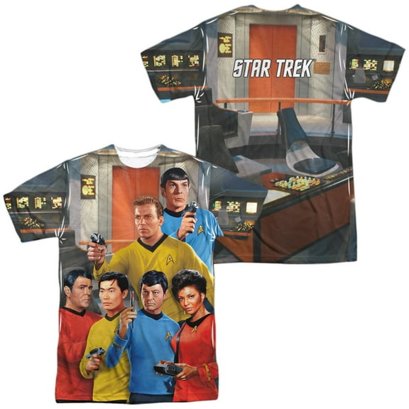 Star Trek Bridge Unisex Adult Sublimated Costume T Shirt (Front/Back), Small Multicolor