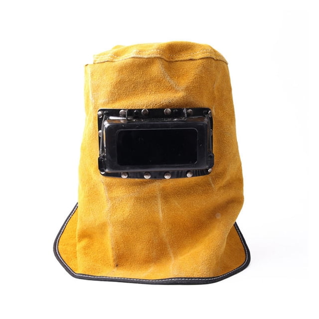 Welding Mask Welder Hood Heat Resistant Leather Helmet with Filter Lens Neck Eye Face Protection Welder Safety Accessories ,Durable Material