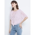 thumbnail image 2 of Women White Casual Lace Crochet Blouse Half Sleeve Tie Knot T-Shirt Blouses Tops Floral Printed Tops, 2 of 6