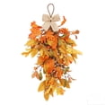 thumbnail image 5 of Geerera Hanging Swag Fall Artificial Autumn Maple Leaf Teardrop Decor Rustic Harvest with Burlap Bow for Porch Wall Window and Home 26", 5 of 7