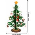 thumbnail image 2 of Mini árbol de Navidad, mini árbol de Navidad de madera, con 18 mini adornos navideños y 1 estrella para decoración navideña, decoración de mesa, regalo de Navidad (verde), 2 of 5
