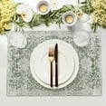 thumbnail image 3 of Gray Sage Green Boho Placemats Set of 4 Ethnic Bohemian Carpet Place Mats Washable Kitchen Dining Vintage Grey Geography Floral Linen Table Mats Stain Heat-Resistant for Home Party Indoor 12x18 in, 3 of 6