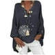 thumbnail image 3 of Blusa tipo camisa HUOGUO, talla grande, estampado floral, cuello en V, para mujer, 3 of 5
