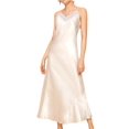 thumbnail image 4 of EFINNY Women's Nightdress Silk Lace Satin Nightgowns Long Chemise Sleepwear Sleeveless Full Slip Nightdress, 4 of 4