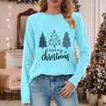 thumbnail image 2 of larppty Christmas Shirts for Women: Merry Christmas T Shirts Long Sleeve Christmas Tree Shirt Xmas Gift Blouse Tee Tops (Sky Blue, 3XL), 2 of 8