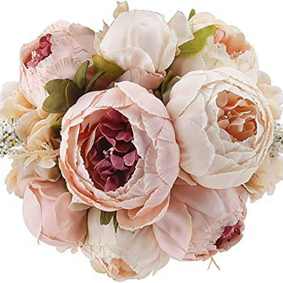 NAMZI Fake Flowers Vintage Artificial Peonies Silk Flowers Wedding Home Decor, 1-Pack (Light Pink)