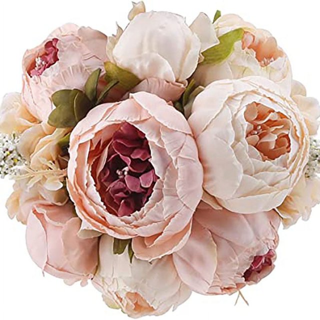 XmhyTop Flores falsas, peonías artificiales vintage, flores de seda para decoración del hogar y bodas, paquete de 1 (rosa claro)