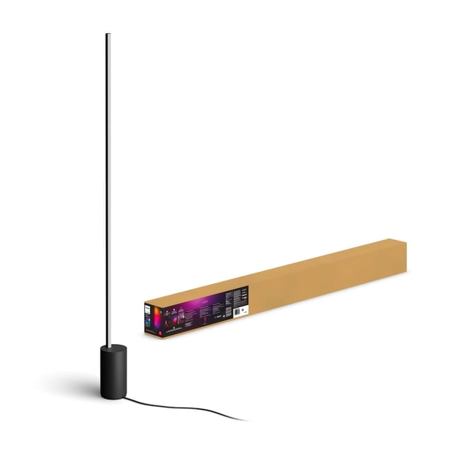 Lámpara de mesa inteligente Philips Hue Signe negra - Luz LED que cambia de color en blanco y color ambiental - 1 paquete - Control con la aplicación Hue - Funciona con Alexa Google Assistant y Apple