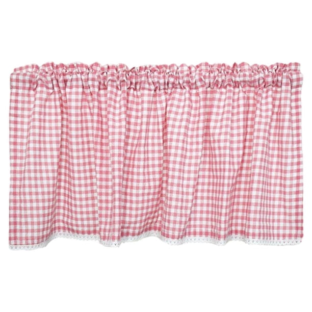 Cortina de nivel de ventana Cubierta De Sombra De Pub De Media Cortina De Dormitorio De Nivel De Ventana A Cuadros Rosa 130x41cm Rosa 130x41cm Magideal Cortina de nivel de ventana