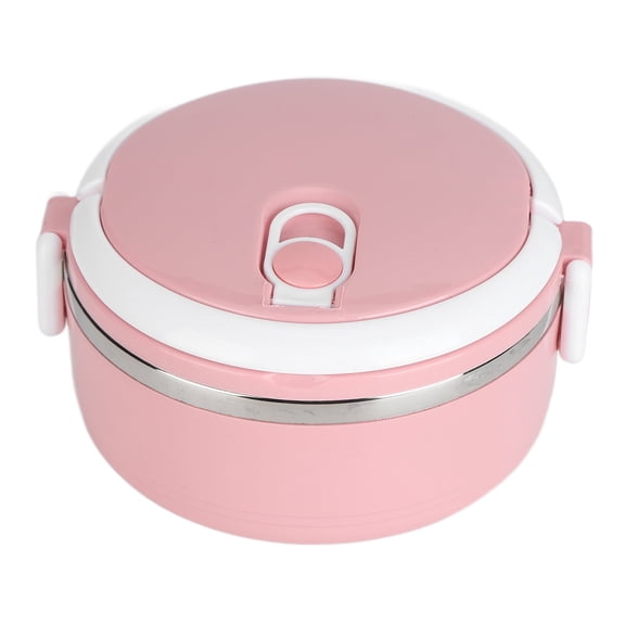 Thermal Lunch Box, Stackable Hot Food Insulated Box, 304 Stainless Steel Round Lunchbox, Sealed Food Containers for Insulated Bento Picnics[Pink A]
