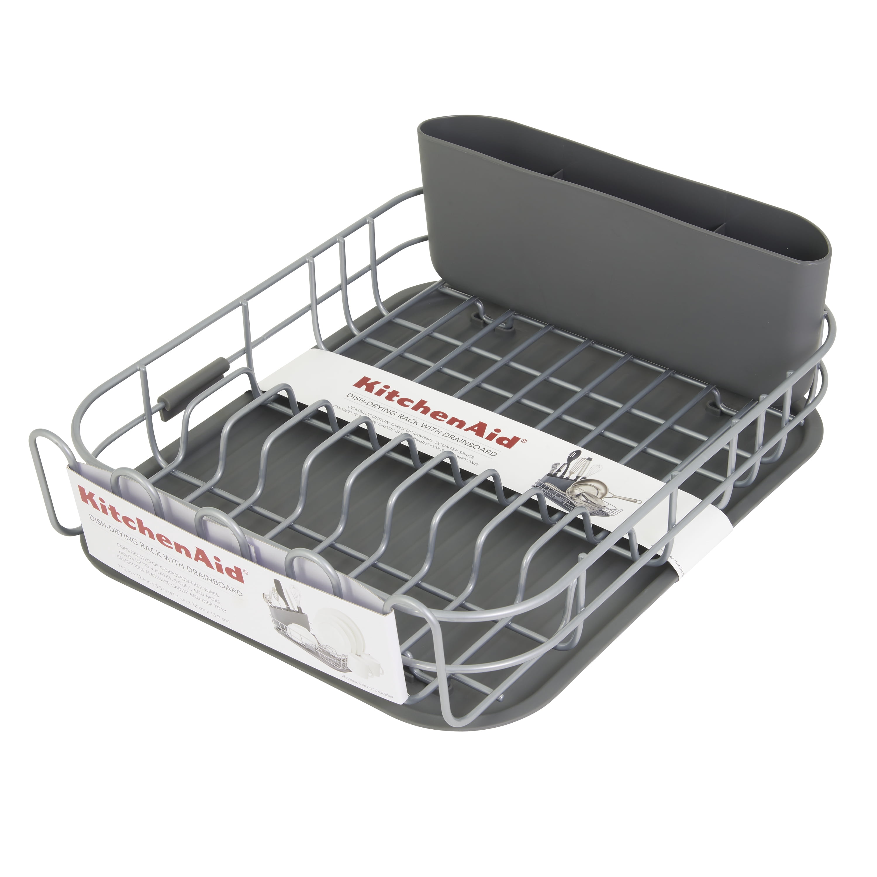 KitchenAid Low Profile Metal Stacking Dish Drying Rack, Charcoal Gray