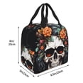 thumbnail image 2 of Rateoe Flower Horn Skull Pattern Insulated Lunch Bag with Thick Aluminum Foil Lunch Tote Bag with Front Pocket for Men and Women, Ideal for Work, School, Picnics, and Travel, 2 of 5