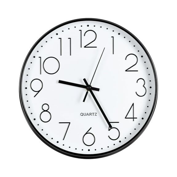 12" Wall Clock , Silent Wall Clock Non Ticking, Black