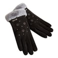 thumbnail image 1 of Ladies Fashion Warm Gloves for Outdoor Riding Driving Soft Touchscreen NonSlip Winter Handwear with Stylish Bow Design, 1 of 4