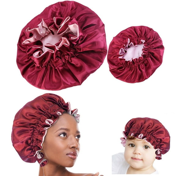Elegant Parent and Child Satin Lace Nightcap with Hair Design for Women and Girls Sleeping Comfort