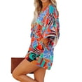 thumbnail image 6 of Liacowi Women Long Sleeve Romper V Neck Loose Fit Short Jumpsuit Print One Piece Playsuits Bodysuits, 6 of 7