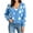 Lake blue, variant on Long Sleeve Women's Open Front Button Down V Neck Knitted Floral Print Sweaters Cardigan
