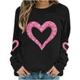 thumbnail image 2 of Felirenzacia Plus Size Women’s Valentine Sweatshirt, Cute Heart Graphic Pullover Top for Love Season, Black,M, 2 of 5