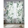 thumbnail image 2 of Green Plant Sheer Curtains 96 Inch Long 2 Panels, Watercolor Eucalyptus Leaf Farmhouse Light Filtering Rod Pocket Semi Sheer Curtains, Sheer Voile Drapes for Living Room Bedroom, 52"x96", 2 of 5