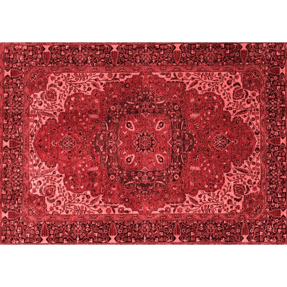 Ahgly Company Machine Washable Indoor Rectangle Persian Red Traditional Area Rugs, 5' x 7'