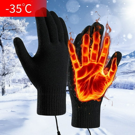 EIGTHTAIL USB Electric Windproof Heated Gloves Winter Warm Touch Screen Knitted Gloves