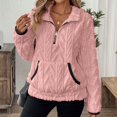 thumbnail image 6 of HLKJKLS Oversized Sweatshirt For Women Lapel Half Zipper Plush Pocket Hooded Sweatshirt Pink S-Xxl, 6 of 7