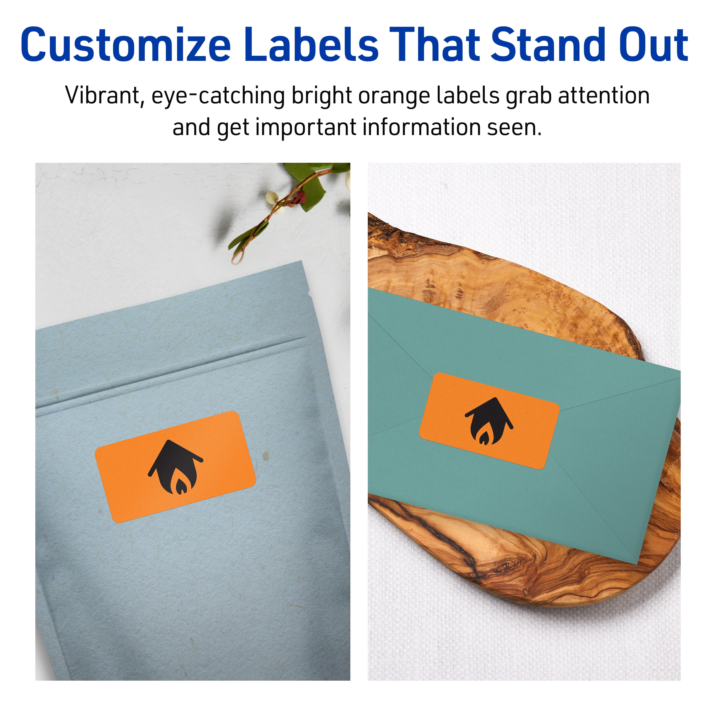 Avery Printable Rectangle Labels, Bright Orange, 1" x 2.5", 1,920ct