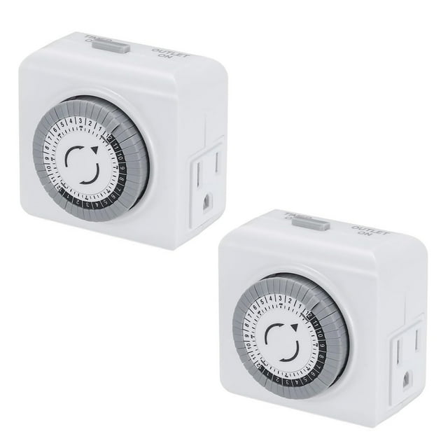 TAPDRA 24 Hour Mechanical Timer 2PCS Set 30 Minute Increments 15A 1250W Capacity For Home Office Use
