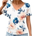 thumbnail image 2 of Short Sleeve Striped Shirt for Women V Neck Graphic Tshirt Loose Fit Graphic T Shirt Elegant Tshirts Women Summer Clothes Sale, 2 of 6