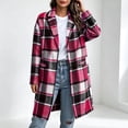 thumbnail image 2 of Ghalytn Women's Plaid Mid Long Coat Notched Lapel Single Button Long Sleeve Tartan Overcoat with Pockets, 2 of 9