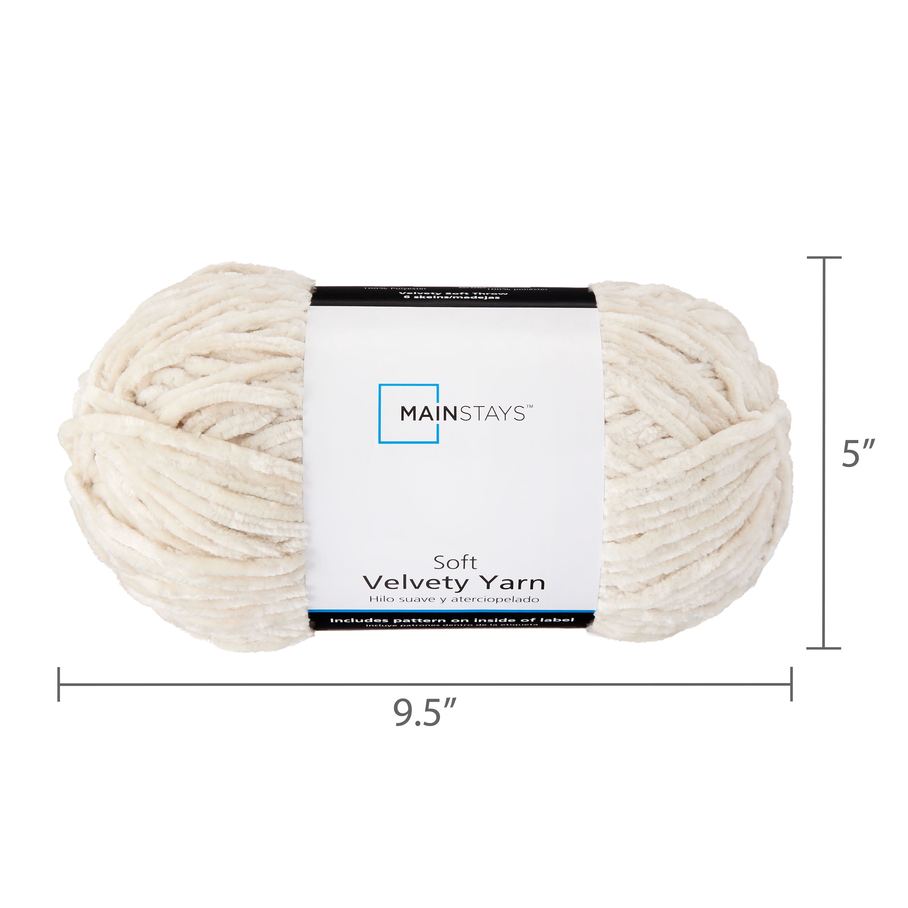 Mainstays Soft Velvety Yarn, 315 yd, Stone, 100% Polyester, Pack of 4