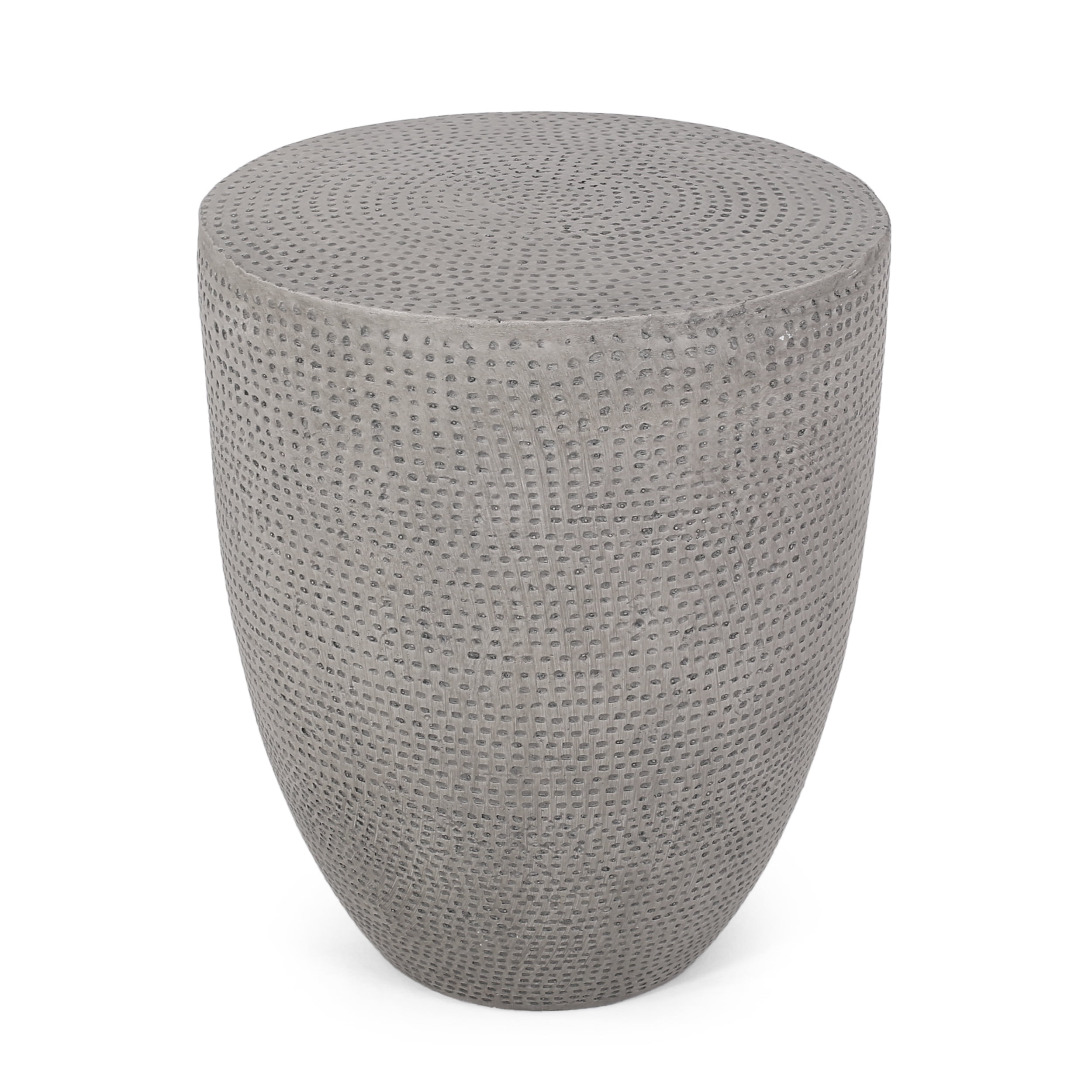 Light Gray Magnesium Oxide Outdoor Side Table 14.25x14.25x17.5 in