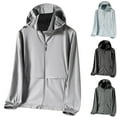 thumbnail image 2 of Xfvqtps Mens Light Jacket Cooling Sun Protection Hoodie Full Zip up Print Breathable Summer Shirt for Fishing Hiking Athletic Running Gray, 2 of 3