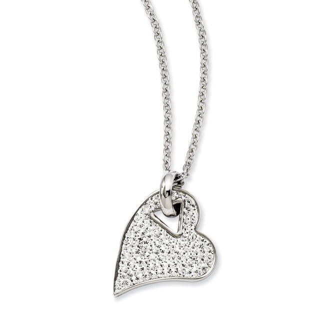 Collier Pendentif Coeur Cristaux en Acier Inoxydable Charme Amour