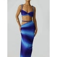 thumbnail image 2 of Women'S 2 Piece Sets Summer Beach Sexy- Ruched Backless - Top and Cut Out Skirt Night Out Dress Blue M, 2 of 7